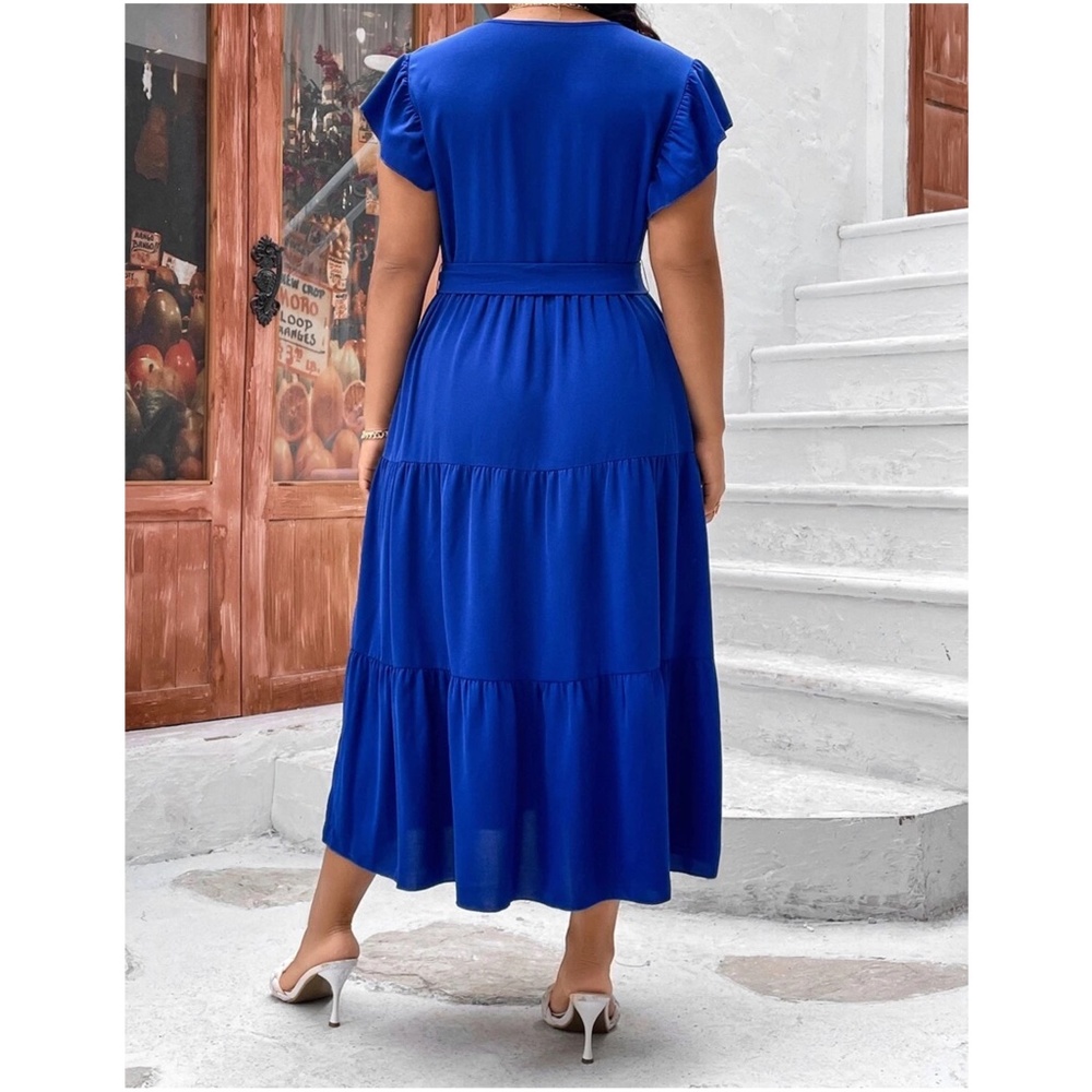 Plus Butterfly Sleeve Belted Dress - Picture 3 of 3